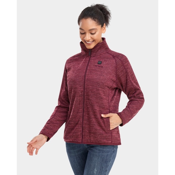 NWT Ororo Women's Heated Full Zip Fleece Jacket Maroon - Picture 1 of 16